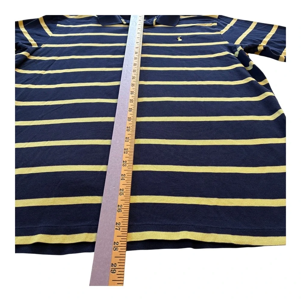 Polo Golf‎ Ralph Lauren Striped Polo Shirt Mens L Yellow Blue Golfing